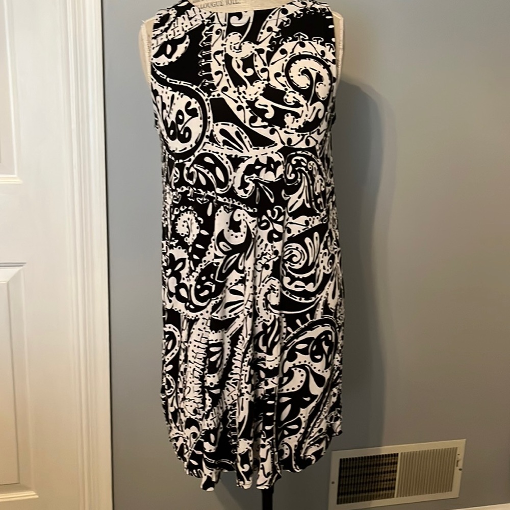 Loft black and white swing dress